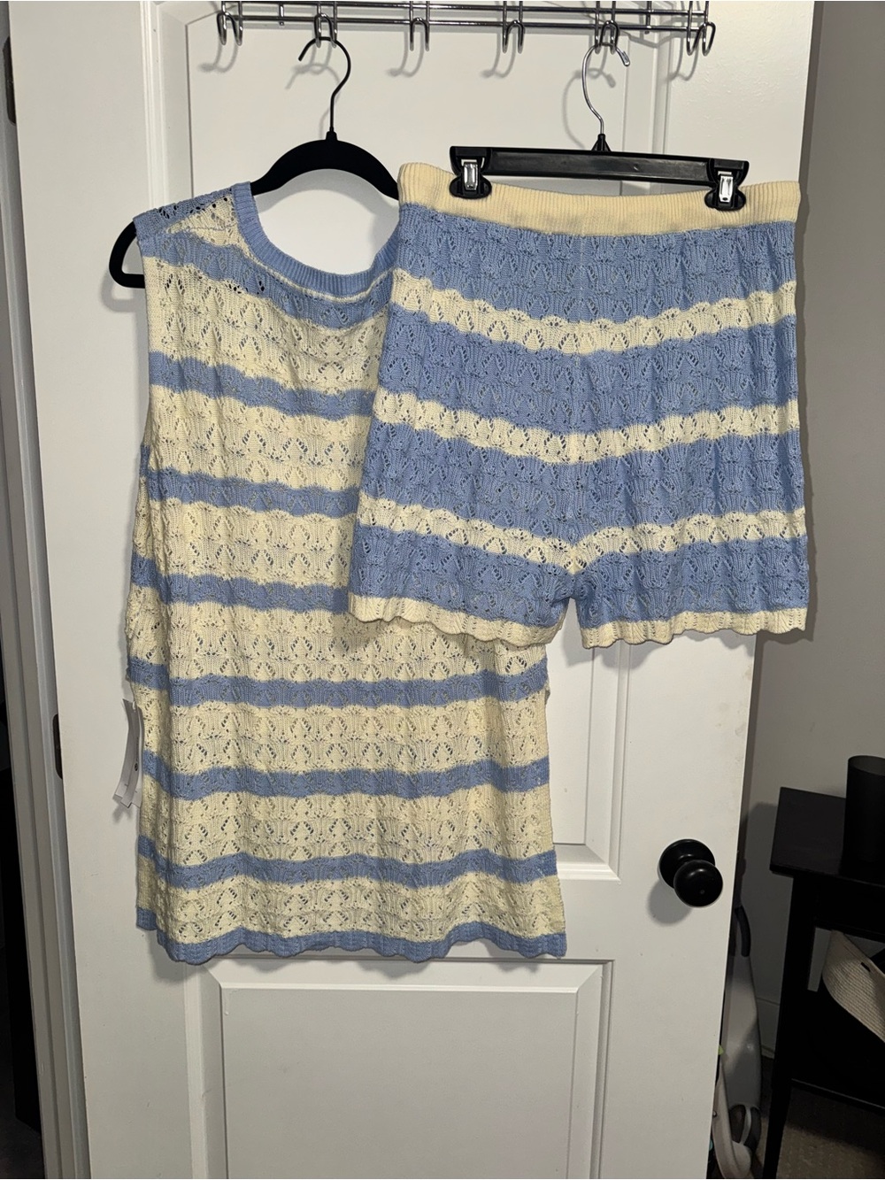NWT Cream and Light Blue Striped Knit Swim Cover-Up Set Size 2XL - Picture 6 of 6